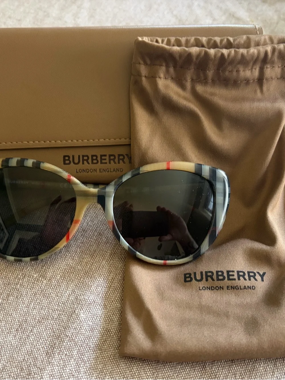 Burberry Multicolor Check Cat-Eye Sunglasses